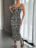 Women's Clothing 2025 Summer New U-Neck Sleeveless Printed