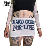 Letter Print White Sheer Mini Skirt Y2k Streetwear Womens Clothing Gothic Sexy White Summer Skirts