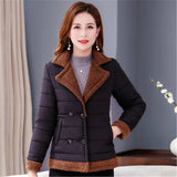 Autumn Winter Women Short Cotton Parka lambswool collar Cotton clothing Warm Jacket Plus size Female Wadded Outerwear