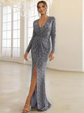Print Glitter Twist Front Split