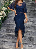 Solid Color Lace Mid-Sleeve Packed Evening Women's