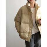 Women's White Duck Down Winter Coat 2022 Winter Standing Collar Short Bread