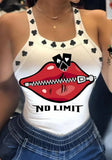 Sexy Square Collar lip letter Print