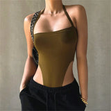 Off Shoulder Halter Summer Bodysuit Backless One Piece T Shirt Casual Streetwear Slash-neck Bodysuits-Outfit