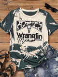 Women Print Clothes Fashion T-shirts Wranglin Mama Cow Steer Skull Bleached T-Shirt Tee New Lovely Female Tops Y2k