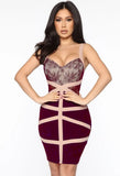 Elegant Lace Patck Sling Bodycon