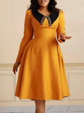 Fashion Solid Color Women's Long-Sleeved Collar Elegant Thin African