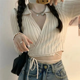Strapped Sweater Cardigan Woman Spring 2025 New Hot Girl Exposed Umbilly Knitted Blouse Outside