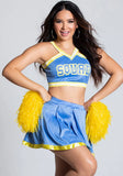 Blue Preppy Style Halter Sleeveless High Waist Letter Print Mini CheerleaderTwo Piece Skirt