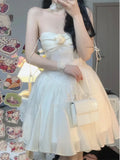 Sexy Fairy Dress Women Sweet Elegant Backless Mini Dresses Chic Korean Strapless High Waist Party Casual Dress 2022