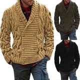 Toloer New Men's V-Neck Double Breasted Thick Knit Cardigan