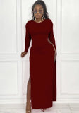 Formal Cut Out Side Slit Keyhole O-Neck Long Party