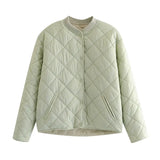 Women Fashion Single Breasted Loose Padded Jacket Coat Vintage Long Sleeve Pockets Female Outerwear Chic