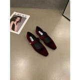 Retro With Skirt Velvet Mary Jane Women's Shoes Spring 2025 New Evening Wind Gentle Low Heel Single