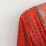 Women's Sunflower Positioning Printing Waist With Horn Sleeve Long Skirt