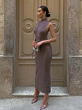 High-Neckless Tight Dress 2025 Spring And Summer New Elegant French