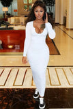 Ribbed Sexy Long Bodycon Dress with Full