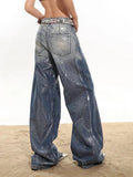 Women's Jeans High Waist Straight Coated Light Casual Graffiti Loose Wide Leg Denim Pants 2024 Summer New Fashion 29L6687H-Outfit