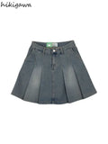 Denim Skirt for Women High Waist A-line Jupe Fashion Casual Saia 2023 Faldas Mujer De Moda Korean Summer Mini Skirts-Outfit