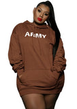 Plus Size Casual Letter Print With Pocket Hoodies