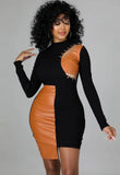 Sexy Leather Patch Lace-Up Irregular Party