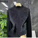 Blouses Womens Clothes Tops Vintage Blusas De Mujer Stand Collar Embroidery Blouse Korean Fashion Long Sleeve Shirt 425-0-Outfit