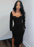 Sexy Long Sleeve Slit Long