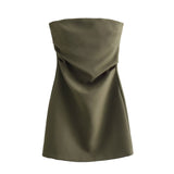Girls Collared Braided Shoulder Dress Women's New Sexy High-Waisted Body-Suited Ass