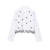 Homemade New Women's Embroidered Prefectural Cotton Clip Long Sleeve Shirt