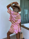 Women's New Suit Collar Shorts Two-Piece Fashion Print Casual Women