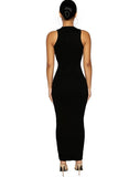 Sexy Solid Round Neck Sleeveless Long