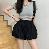 Summer Elastic Band Shorts Pants For Women Summer Casual Korean Female Black White Loose Pumpkin Bloomer Short Pants
