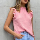 Hollow Out Design Bow Ruffle Women Blouse Plus Size 3XL Solid Pleated Butterfly Sleeve Ladies Blouses Summer