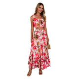 New Women's Retro Sleeveless Short-Skid Wrapping Slings Print High-Rise Half-Body Skirt Two-Piece Suit