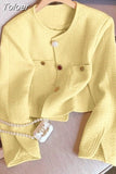 Basic Women Single Breasted Elegant Korean Style Long Sleeve O-Neck Cardigan Fashion All-match Jackets Autumn