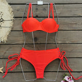 Multi-Color Solid Color Choreette Sling Sling Chest Hard Bag Bikini 2025 New High-Waisted Split Swimsuit