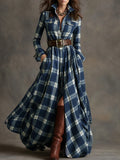 Women's Shirt Dress Digital Print Collar Long Sleeve Retro Dress