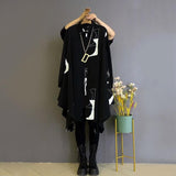 Geometric Printed Loose Shirt Spring Autumn Single-breasted Female Clothing Commute Lapel Fashion Irregular Hem