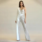 New Women's Silver Splicing Squin Single-Shoulder Fashion