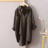Spring Summer Streetwear Loose Solid Color Shirt Women's Clothing All-match Pockets Stylish Korean Single-breasted