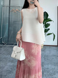 Folding Top Irregular Sleeveless Vest Chic Design Feeling Thin Folded Fashion T-Shirt