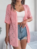 Shooting Summer Hollow Lattice Short Sleeve Knitted Pie Beach