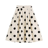 Dot 50s Vintage Woman Tunic Skirts High Waist Fluffy Midi 2022 Summer New Stylish Audrey Hepburn Style Ladiy Plus