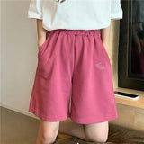 Women Pattern Embroidery Lovely Loose Casual Elastic Waist Daily Harajuku Korean Style Womens Knee-length Workout