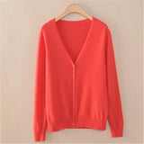 cardigan women spring plus size Solid color long sleeve short sweater coat female single-breasted casual tops jackets