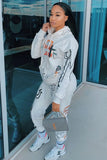 Print Hooded Sweatsuit with