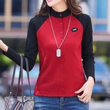 and Winter Women's Pullover Stand Neck Button Contrast Panel Long Sleeve Cardigan Hoodies Coat Fashion Casual Tops-Outfit