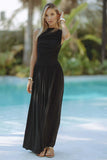 Trend New Fashion Sexy Sleeveless Foldless Body Waist Dress Solid Dress Dress