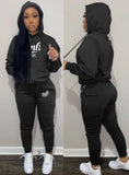 Sportwear Letter Print Long Sleeve Hoodies And Pant 2 Piece