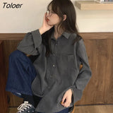 Women Shirts Solid Color School Japanese Style Female Students Turn-down Collar Sweet Leisure Loose Retro Ins 3XL All-match